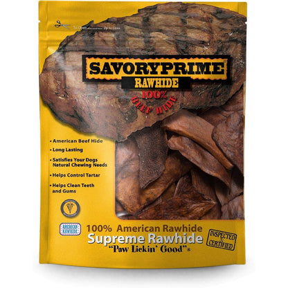 Savory Prime 100 Percent All Natural American Beef Rawhide Chips Dog Chews Tartar Control Oven Dried Treats For All Life Stages 1 Pound Bag