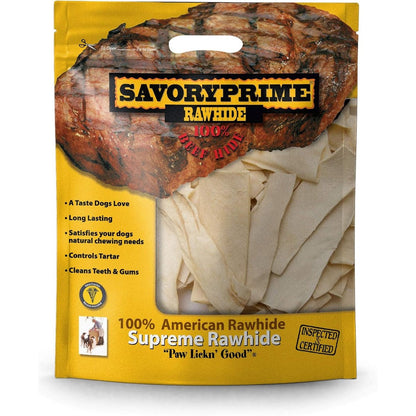 Savory Prime One Hundred Percent American Beef Rawhide Chips All Natural Dental Dog Treats Natural Flavor Two Pound Resealable Bag