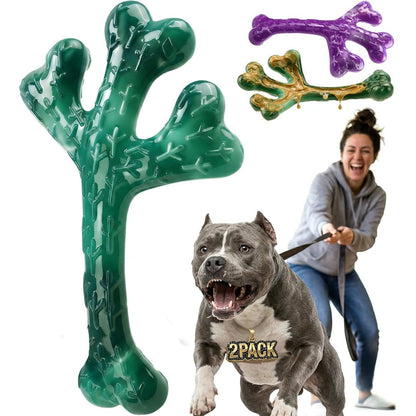 Frienhund 2 Pack Indestructible Dog Chew Toys For Aggressive Chewers Textured Cactus And Beef Nylon Bone For Large Dogs 20 To 90 Pounds