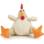 goDog Checkers Fat White Rooster Squeaky Plush Dog Toy Featuring Chew Guard Technology Durable Internal Squeaker And Textured Fabric Large Size