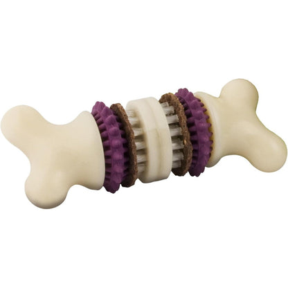 PetSafe Busy Buddy Bristle Bone Dog Chew Toy And Interactive Toothbrush Dental Toy For Aggressive Hard Chewers Medium Size Purple