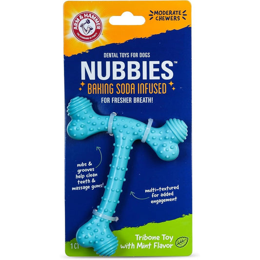 Arm And Hammer Nubbies T-Bone Dental Dog Chew Toy With Peanut Butter Flavor, Durable Nylon And Tpr Nubs For Moderate And Aggressive Chewers