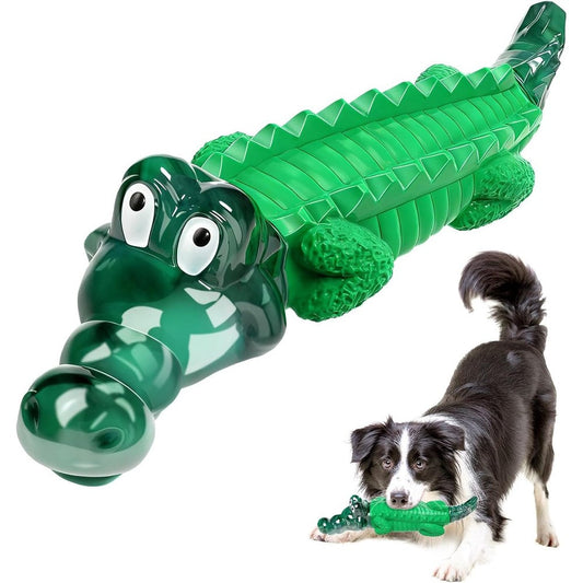Fuufome Tough Dog Chew Toy For Aggressive Chewers Large Crocodile Shaped Heavy Duty Nylon And Rubber Durable Pet Toy