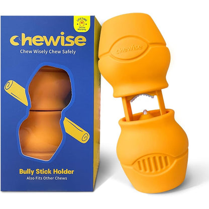 PetClan Chewise Bully Stick Holder Heavy Duty Safety Device For Dogs Over 20 Pounds Yellow