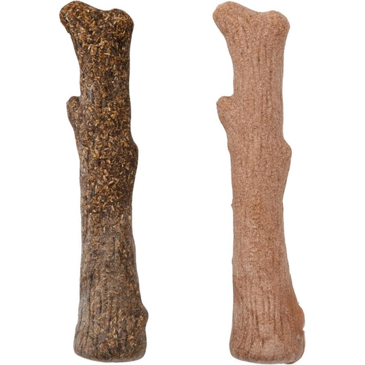 Pupstages Dogwood Calming Dog Chew Toy Real Wood Blend For Moderate Chewers Medium 7.5 Inch 2 Pack Natural And Hemp Flavors