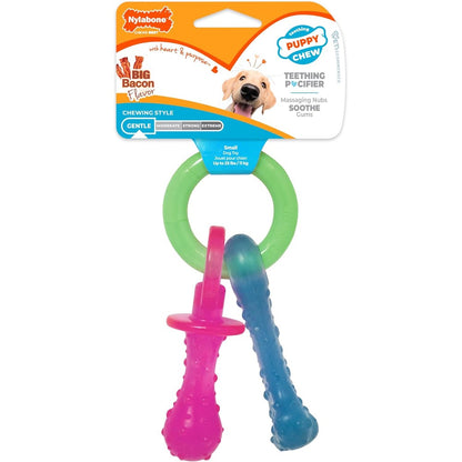 Nylabone Just For Puppies Extra Small Pacifier Bone Teething Chew Toy With Bacon Flavor For Puppies Up To 25 Pounds 1 Count