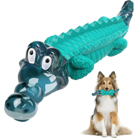 Jeefome Indestructible Alligator Dog Chew Toy For Aggressive Chewers Large Medium And Small Breeds Milk Flavored Durable Nylon And Natural Rubber