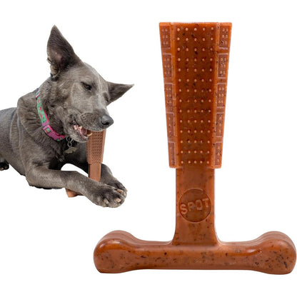 Spot Bam-Bones Plus T Bone Dog Chew Toy For Moderate To Aggressive Chewers Beef Flavor Durable Nylon And Bamboo Fiber 6 Inch Toy