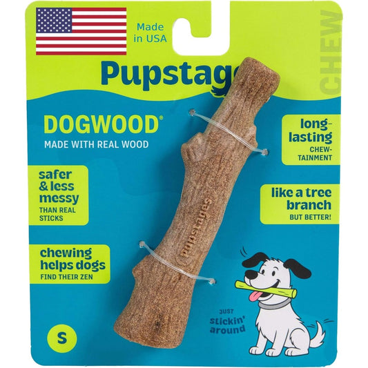 Pupstages Dogwood Dog Chew Toy Real Wood Blend Natural Flavor Durable Stick For Moderate Chewers Small 5.4 Inches