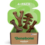 Benebone Durable Dog Chew Toy Box For Aggressive Chewers Medium Four Pack Featuring Wishbone Fishbone Stick And Zaggler Made In United States