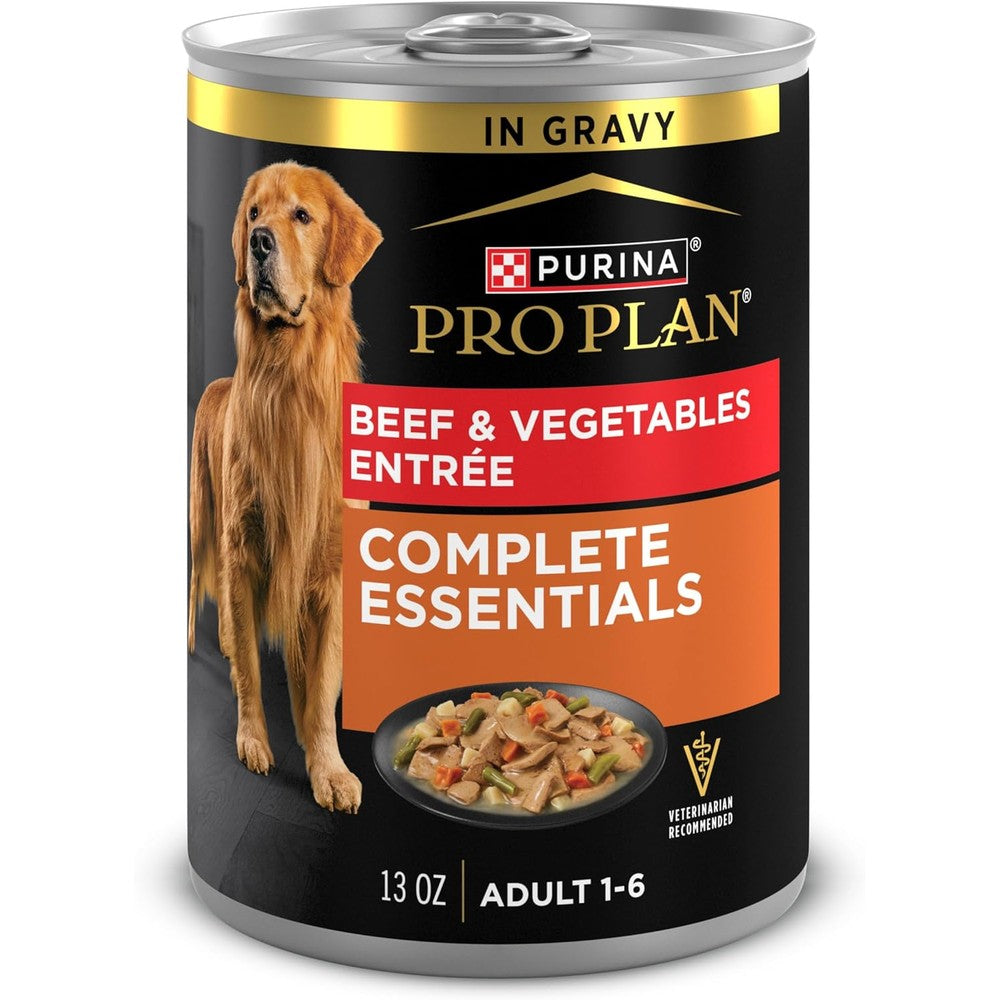 Purina Pro Plan Complete Essentials Beef And Vegetables Entree In Gravy Adult Wet Dog Food Pack Of Twelve Thirteen Ounce Cans