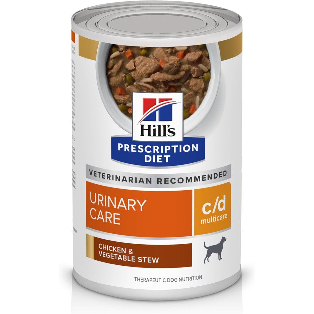 Hill's Prescription Diet c/d Multicare Urinary Care Wet Dog Food Chicken And Vegetable Stew Twelve Point Five Ounce Cans Twelve Pack