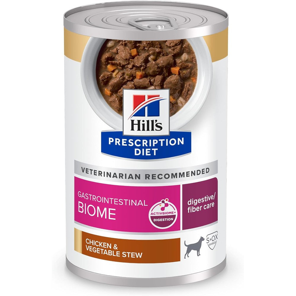 Hill's Prescription Diet Gastrointestinal Biome Digestive And Fiber Care Chicken And Vegetable Stew Wet Dog Food 12.5 Ounce Cans 12-Pack