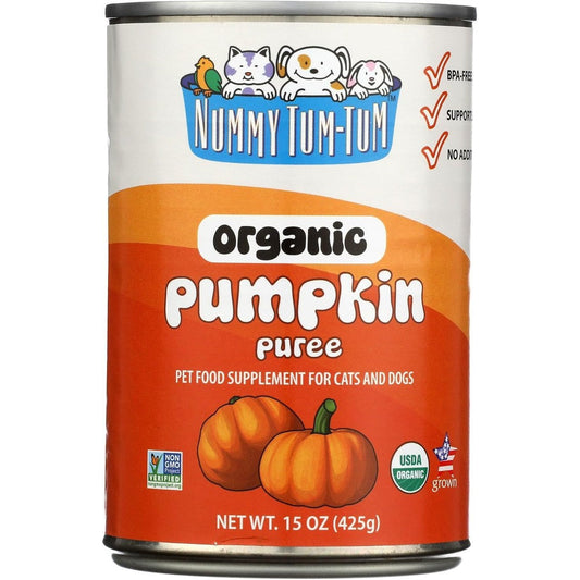 Nummy Tum Tum Pure Organic Pumpkin Digestive Supplement For Dogs And Cats Premium Wet Pet Food Bowl Topper Sourced From USA 15 Ounce Pack Of 12