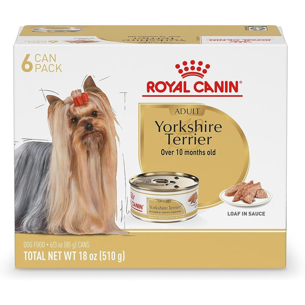 Royal Canin Breed Health Nutrition Yorkshire Terrier Adult Loaf In Sauce Wet Dog Food For Picky Eaters Three Ounce Pack Of Six