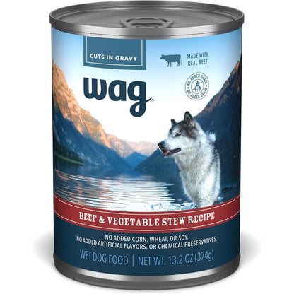 Wag Stew Canned Dog Food Beef And Vegetable Recipe Premium Grain Free Wet Dog Food For Adults Thirteen Point Two Ounce Can Pack Of Twelve