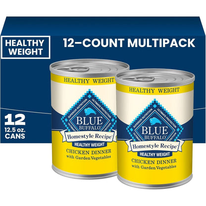 Blue Buffalo Homestyle Recipe Healthy Weight Chicken Dinner PatÃ© Natural Wet Dog Food For Adult Dogs Twelve Point Five Ounce Can Twelve Count