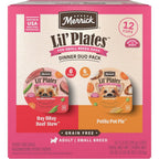 Merrick Lil Plates Grain Free Dinner Duos Soft Natural Wet Small Dog Food Variety Pack Beef And Chicken Pack Of Twelve Three Point Five Ounce Tubs
