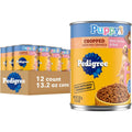 Pedigree Puppy Chopped Ground Dinner Wet Puppy Food With Chicken And Beef Canned Dog Food Real Meat Recipe 13.2 Ounce Cans 12 Count