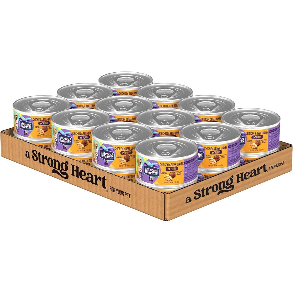 Strong Heart Wet Puppy Food Chicken And Beef Dinner Grain Free Cans 5.5 Ounce Pack Of 24