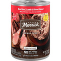 Merrick Grain Free Premium Canned Dog Food Poultry Free Wet Recipe Real Beef Lamb And Bison Dinner Twelve Point Seven Ounce Twelve Pack