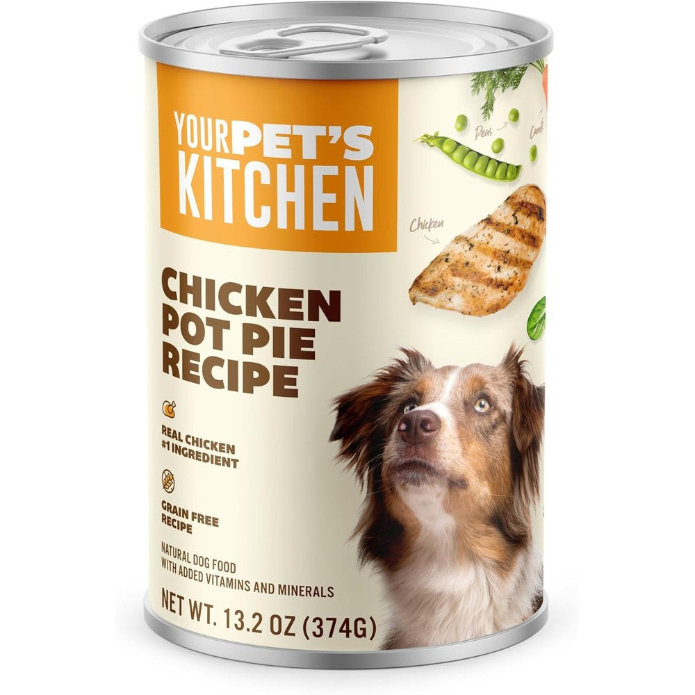 Your Pet's Kitchen Wet Dog Food Chicken Pot Pie Recipe Real Chicken Slow Simmered PÃ¢tÃ© Grain Free Thirteen Point Two Ounce Cans Pack Of Six