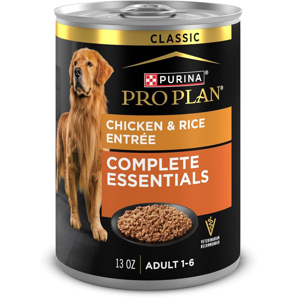 Purina Pro Plan Complete Essentials Classic Pate Adult Wet Dog Food Chicken And Rice Entree Thirteen Ounce Cans Pack Of Twelve