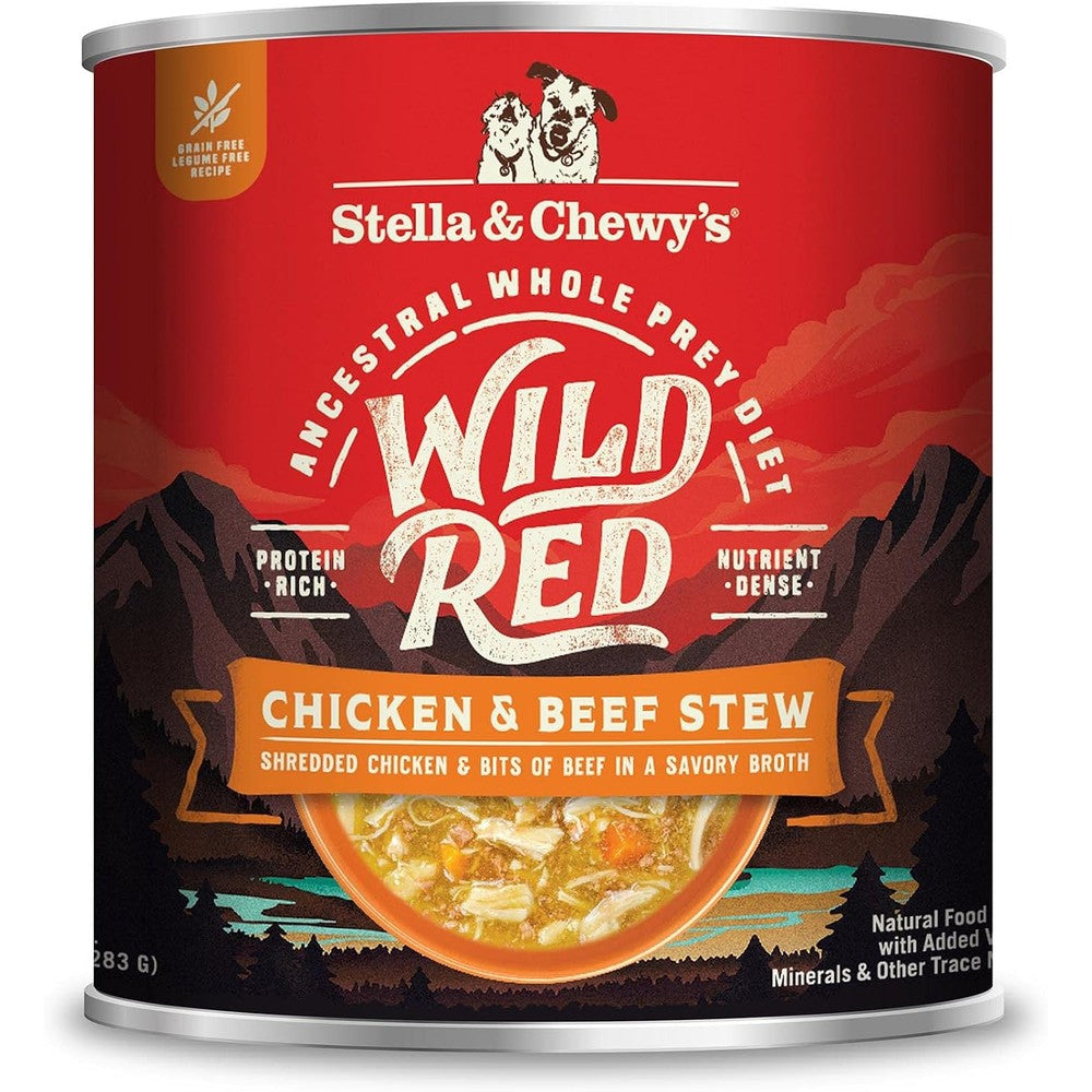 Stella & Chewy's Wild Red Wet Dog Food High Protein Chicken And Beef Stew Grain Free Premium Recipe For Picky Eaters Ten Ounce Can Pack Of 6