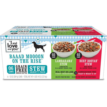I And Love And You Naked Essentials Wet Dog Food Baad Mooon On The Rise Variety Pack Beef And Lamb Grain Free Canned Stew 13 Ounce Pack Of 6