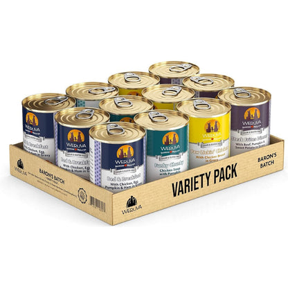Weruva Classic Dog Food Variety Pack Baron's Batch Grain-Free Wet Dog Food Fourteen Ounce Cans Pack of Twelve
