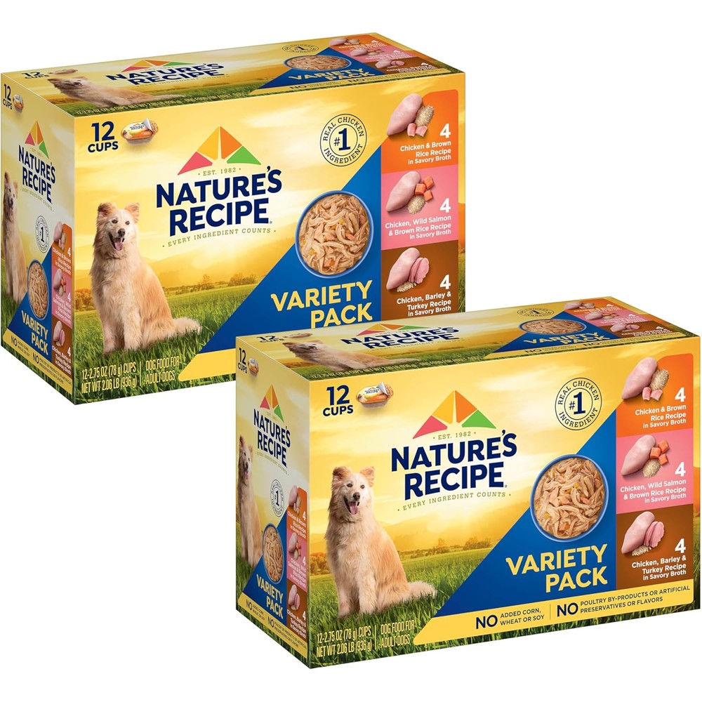 Nature's Recipe Chicken Salmon And Turkey Recipes Variety Pack Wet Dog Food Twenty Four Two Point Seventy Five Ounce Cups