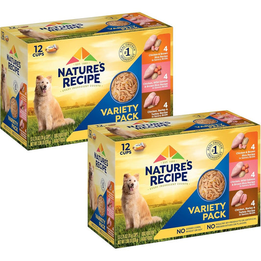 Nature's Recipe Chicken Salmon And Turkey Recipes Variety Pack Wet Dog Food Twenty Four Two Point Seventy Five Ounce Cups