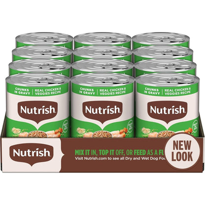 Nutrish Rachael Ray Premium Wet Dog Food Chunks In Gravy Real Chicken And Veggies Recipe Whole Health Blend Thirteen Ounce Can Twelve Count