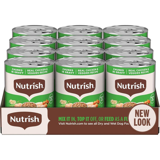 Nutrish Rachael Ray Premium Wet Dog Food Chunks In Gravy Real Chicken And Veggies Recipe Whole Health Blend Thirteen Ounce Can Twelve Count