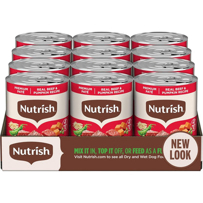Rachael Ray Nutrish Whole Health Blend Real Beef And Pumpkin Recipe Premium Pate Wet Dog Food For Adult Dogs Thirteen Ounce Can Twelve Count