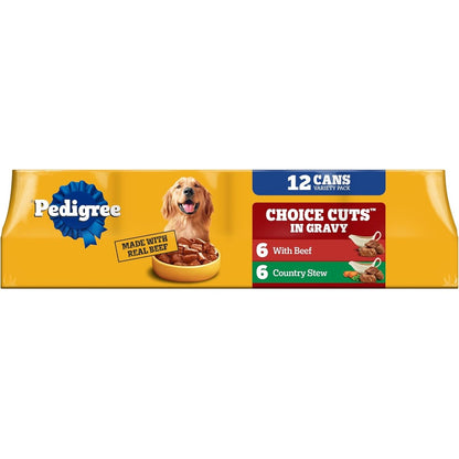Pedigree Choice Cuts In Gravy Adult Canned Wet Dog Food Beef And Country Stew Variety Pack Thirteen Point Two Ounce Cans Twelve Count