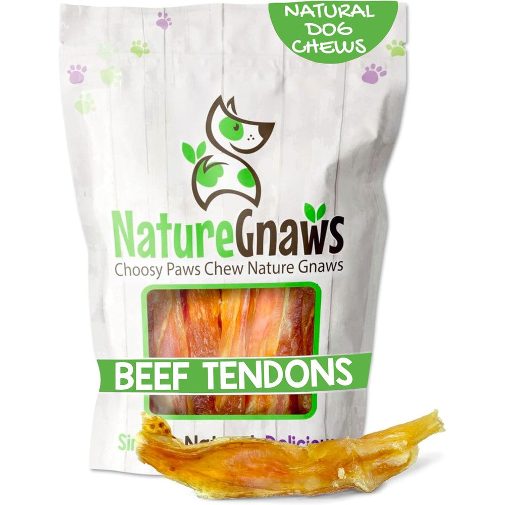 Nature Gnaws Beef Tendons Dog Chews Rawhide Free Long Lasting Natural Jerky Treats For Small And Medium Dogs Four To Five Inches Twelve Count