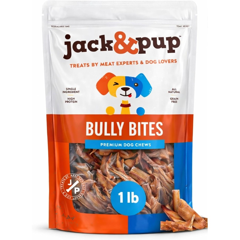 Jack And Pup Bully Bites All Natural Beef Dog Chews One Pound Bag Odor Free Small Bully Sticks For Puppies Seniors And Smaller Dogs