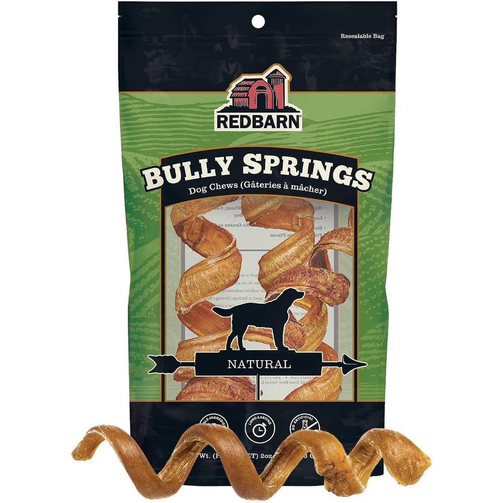 Redbarn Pet Products Bully Spring Dog Chews 4 To 6 Inches 100 Percent Natural Beef Pizzle Spiral Sticks Rawhide Free Dental Chews 3 Count