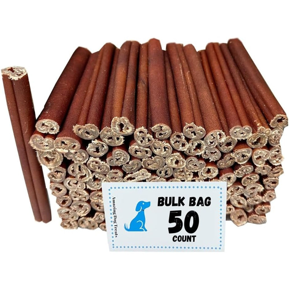 Amazing Dog Treats 6 Inch Collagen Sticks Bulk Pack 50 Count Grain Free High Protein No Hide Dog Bones Natural Beef Chews For All Life Stages
