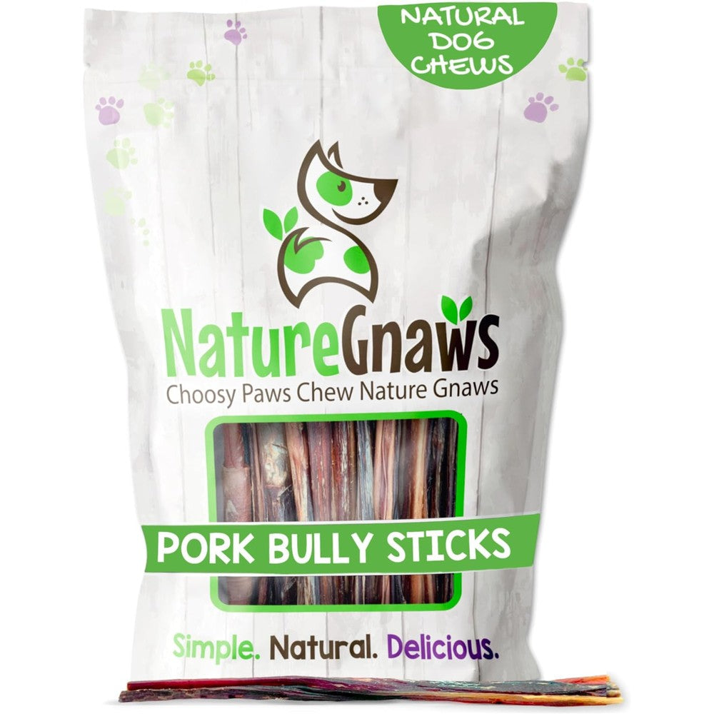 Nature Gnaws Extra Thin Pork Bully Sticks For Small Dogs Five To Six Inches Fifteen Count Natural Bacon Dog Chew Treats
