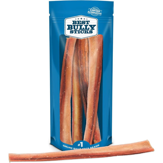 Best Bully Sticks Natural Jumbo 12 Inch Bully Sticks For Large Dogs Rawhide Free Beef Pizzle Dog Treats 4 Count Pack