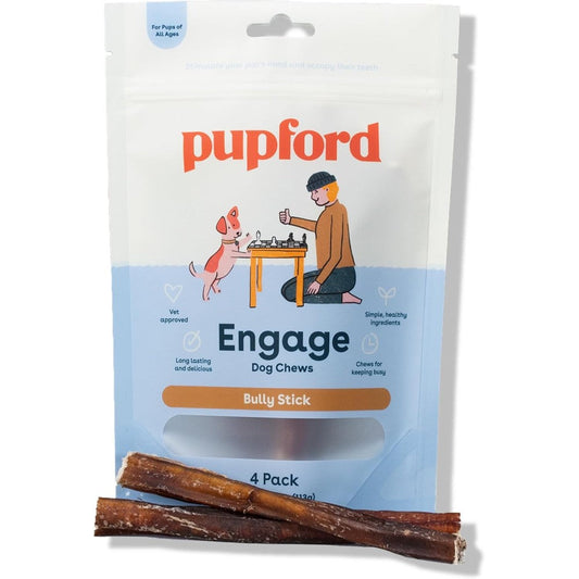 Pupford Thick Bully Sticks for Dogs and Puppies Smoked Natural Long Lasting Single Ingredient Beef Pizzle Dog Chews 6 Inch 4 Count