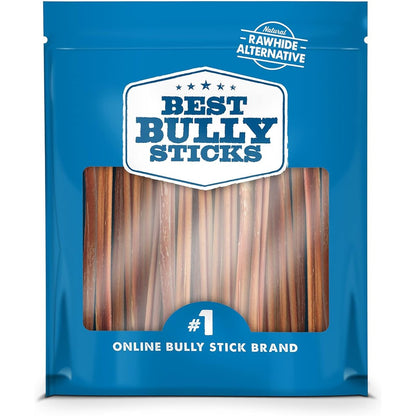 Best Bully Sticks 6 Inch Thin Bully Sticks For Dogs 24 Count Natural Grass Fed Grain Free and Rawhide Free Single Ingredient Beef Pizzle Dog Treats
