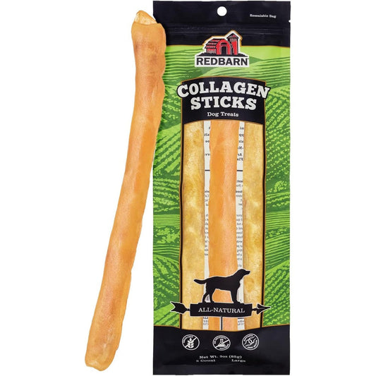 Redbarn Pet Products All Natural Large 12 Inch Beef Collagen Sticks For Dogs Long Lasting Rawhide Free Joint And Skin Support Three Pack
