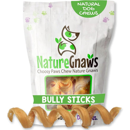 Nature Gnaws Bully Stick Springs For Dogs Seven To Eight Inch Long Lasting Spiral Beef Dog Chew Treats Rawhide Free Six Count