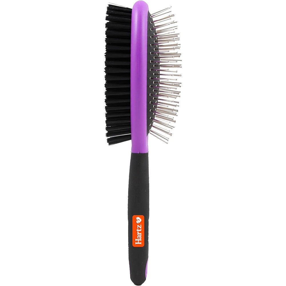 Hartz Groomer's Best Combo Dog Brush Multi-Colored Dual Sided Grooming Tool With Stainless Steel Pins And Nylon Bristles