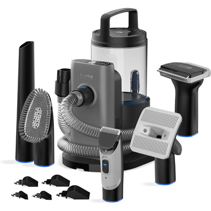 FURME Professional Plus Pet Grooming Vacuum Kit for Dogs and Cats with Five Multi Functional Grooming Tools and Two Litre Hair Collection Canister