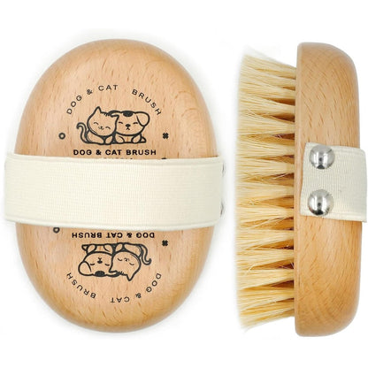 Menesia Soft Dog Brush Pets Palm Brush For Dog And Cat Grooming Beechwood Handheld Soft Boar Bristle Pet Brush For Short Haired Dogs