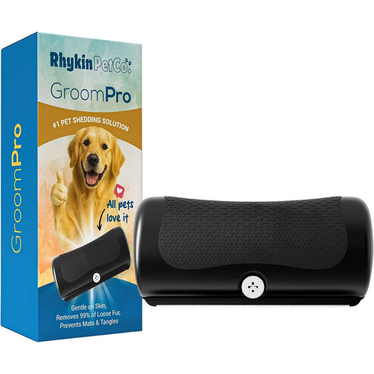 Rhykin Pet Co. GroomPro Dog Deshedding Brush And Undercoat Removal Tool With Stainless Steel Blade